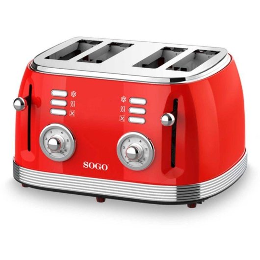 Tostadora Sogo SS-5465 4 Ranures Rouge Acier Inoxydable
