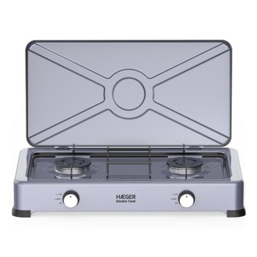 Cocina de Gas HAEGER GC-02E.022A 2 Quemadores Encimera Gris