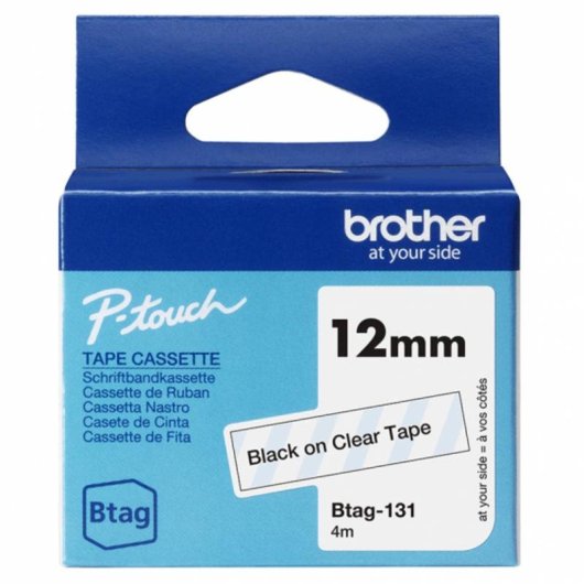 Nastro per stampanti etichette Brother BTAG-131 12 mm x 4 m Nero su trasparente