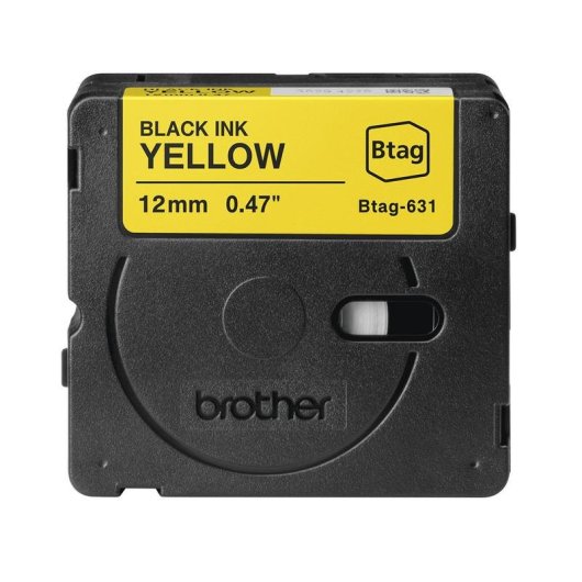 Nastro per etichette Brother BTAG-631 nero su giallo 12 mm x 4 m