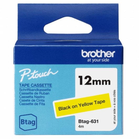 Nastro per etichette Brother BTAG-631 nero su giallo 12 mm x 4 m