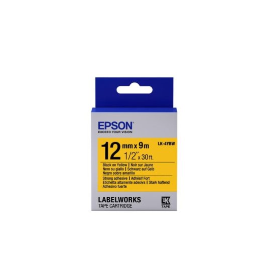 Cintas adhesives résistantes Epson LK-4YBW 12mm jaune 9m