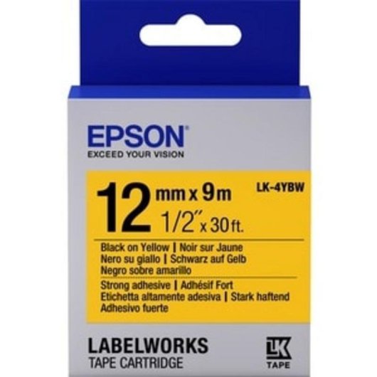 Cintas adhesives résistantes Epson LK-4YBW 12mm jaune 9m