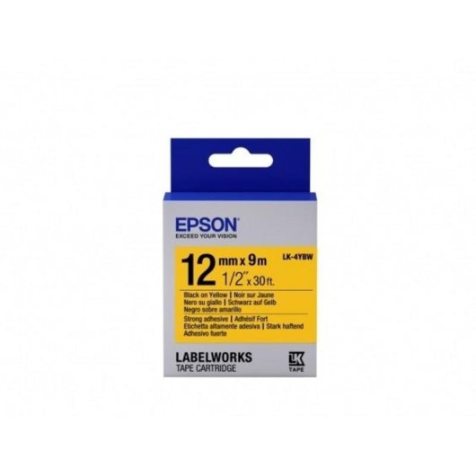 Cintas adhesives résistantes Epson LK-4YBW 12mm jaune 9m