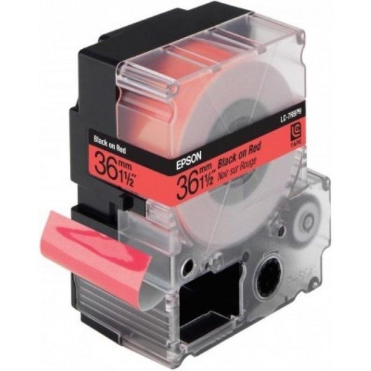 Cinta para impresora de etiquetas Epson LC7RBP9 negro/rojo pastel 36 mm x 9 m