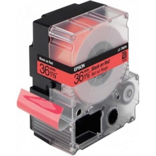 Cinta para impresora de etiquetas Epson LC7RBP9 negro/rojo pastel 36 mm x 9 m