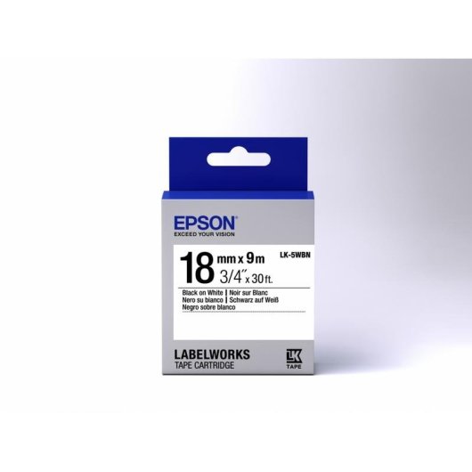 Cintas pour imprimantes d'étiquettes Epson LK-5WBN 18 mm 9 m Noir sur blanc