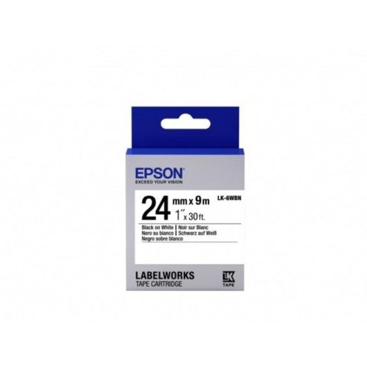 Cintas pour imprimante d'étiquettes Epson LK-6WBN 24mm 9m Noir sur blanc