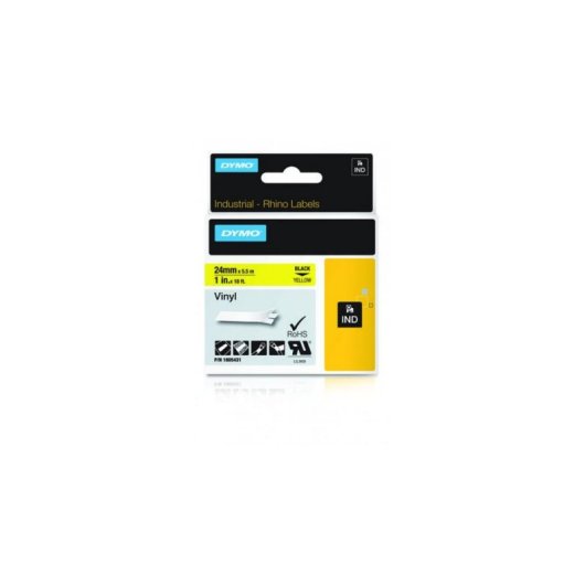 Cinta para Etiquetas DYMO Rhino Vinilo 24 mm x 5,5 m Negro sobre Amarillo