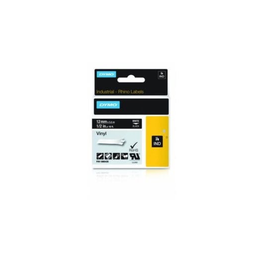 Cinta para Etiquetadora DYMO Rhino Etiquetas Industriales Vinilo 12 mm x 5,5 m
