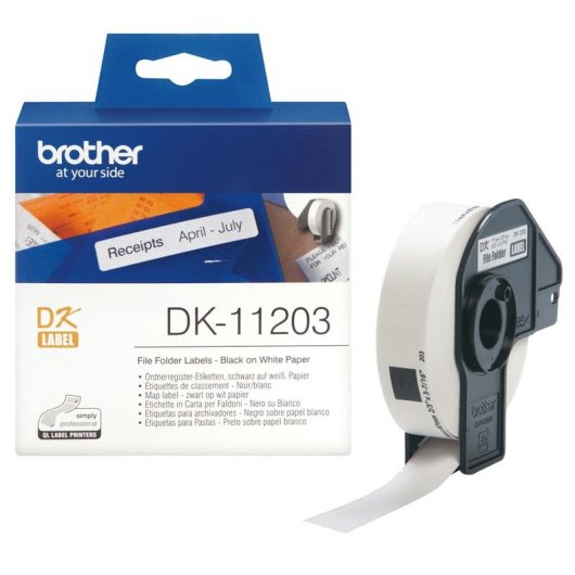 Cintas pour imprimante d'étiquettes Brother DK-11203 41 mm Noir sur blanc