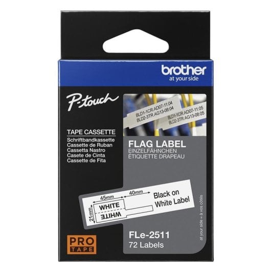 Fita de etiquetas Brother FLE2511 Preto sobre branco 2,1 cm 72 peças