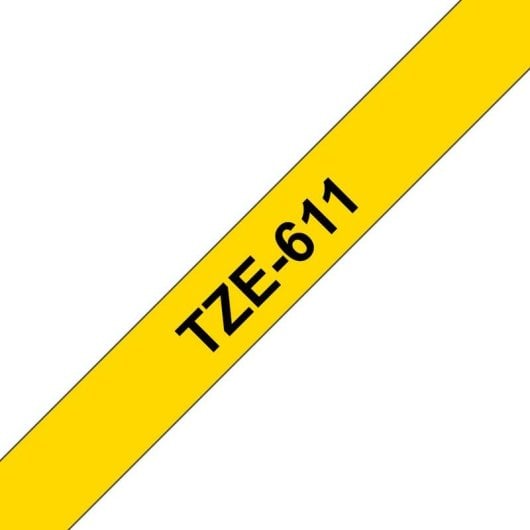 Band für Etikettendrucker Brother TZE-611 6 mm 8 m Schwarz auf gelb