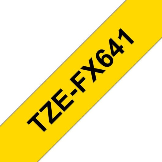Cinta para impresora de etiquetas Brother TZE-FX641 18 mm x 8 m Negro sobre Amarillo