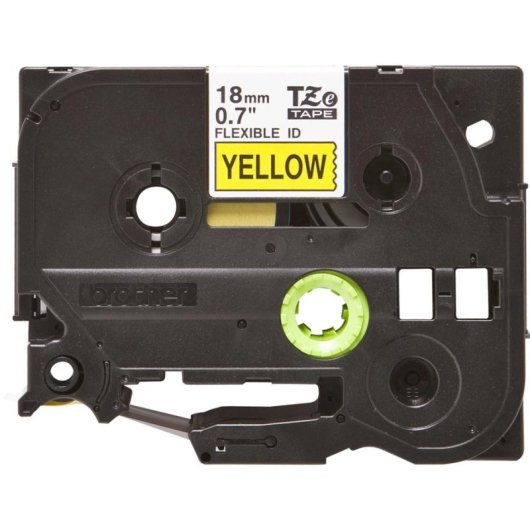 Cinta para impresora de etiquetas Brother TZE-FX641 18 mm x 8 m Negro sobre Amarillo