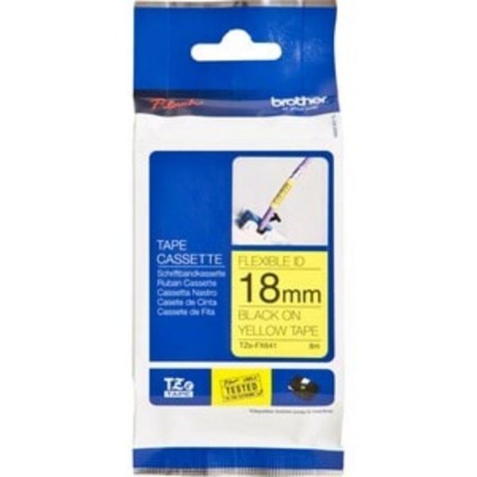 Cinta para impresora de etiquetas Brother TZE-FX641 18 mm x 8 m Negro sobre Amarillo
