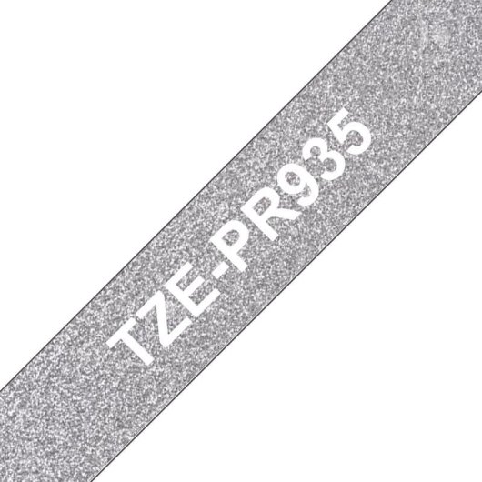 Cinta Laminada Premium Brother TZE-PR935 12mm Blanco sobre Plata