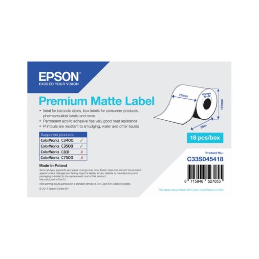 Rullo Etichette Epson Premium Matte 76 mm x 35 m