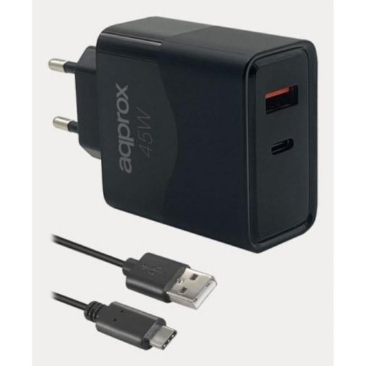 Chargeur mural USB-C PD 45W + USB-A 20W APPROX APPUSBWALL45W
