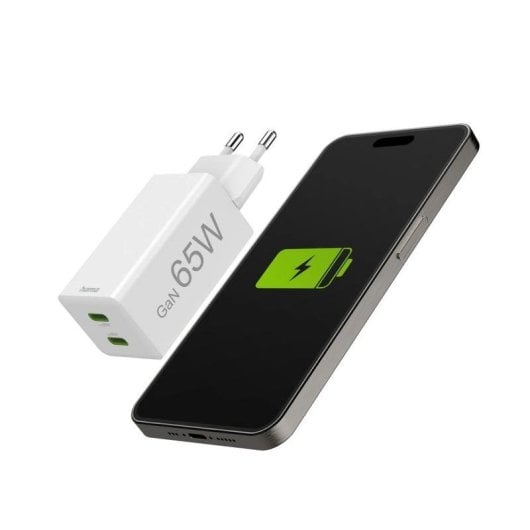 Cargador Hama 65W 2 Puertos USB-C Power Delivery Quick Charge Blanco