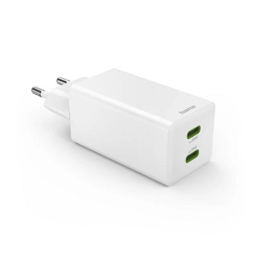 Cargador Hama 65W 2 Puertos USB-C Power Delivery Quick Charge Blanco