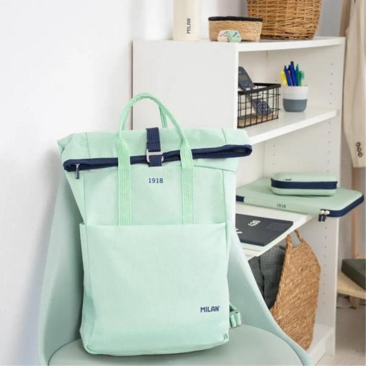 Mochila Urbana Milan 10L Cierre Roll Top Verde