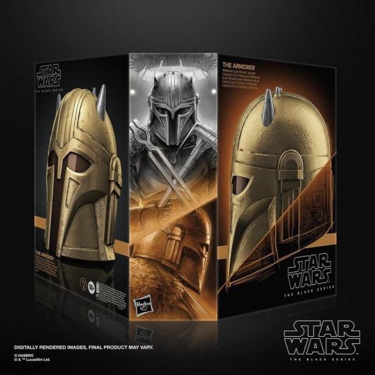 Capacete Eletrónico Star Wars The Armorer Hasbro Black Series Iluminação