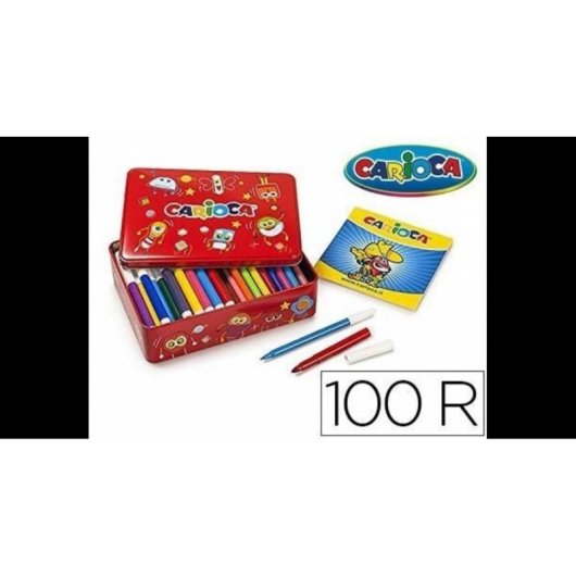 Rotulatore Carioca 100 Color Kit Scatola Metallica Multicolore Punta Tonda