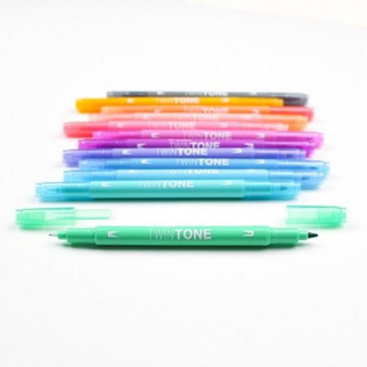 Rotuladores Tombow TwinTone Pastels 12 piezas doble punta multicolor