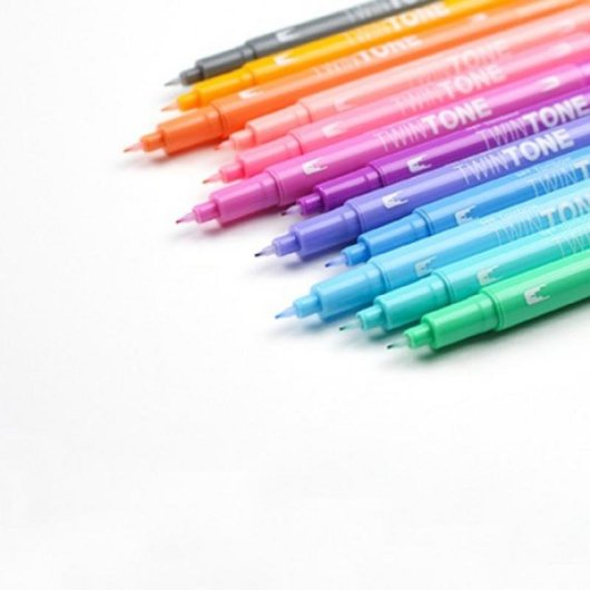 Rotuladores Tombow TwinTone Pastels 12 piezas doble punta multicolor