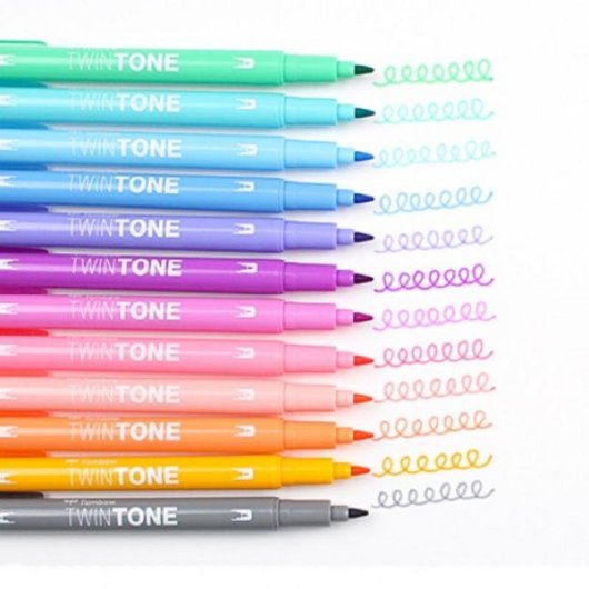 Rotuladores Tombow TwinTone Pastels 12 piezas doble punta multicolor