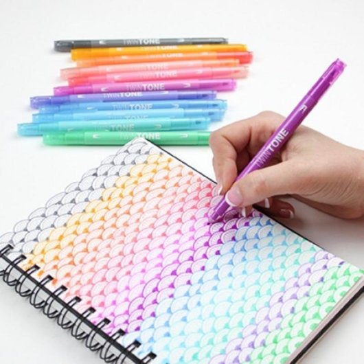 Rotuladores Tombow TwinTone Pastels 12 piezas doble punta multicolor