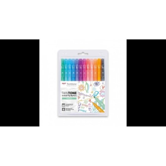 Rotuladores Tombow TwinTone Pastels 12 piezas doble punta multicolor