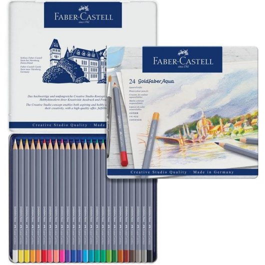 Aquarellierbare Farbstifte Goldfaber Aqua 24 Stück Metallbox Faber-Castell