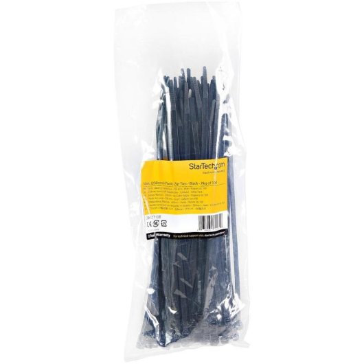 Bride de câble StarTech.com 25 cm noire paquet de 100 nylon 66