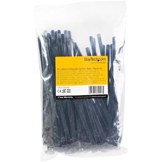 Wiederverwendbare Kabelbinder StarTech 20 cm Schwarz Packung 100