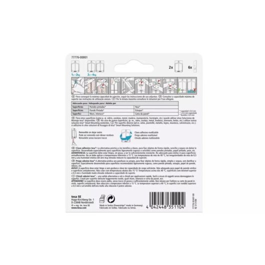 Gancho adhesivo Tesa para paredes pintadas y yeso 2 kg Blanco