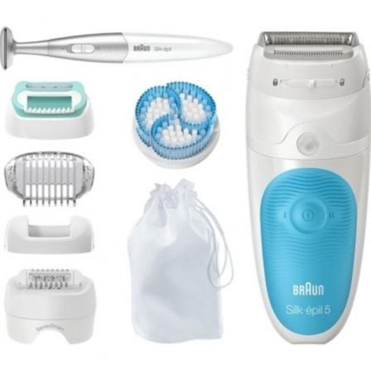 Depiladora Eléctrica Braun Silk-épil 5 5-815 Inalámbrica 2 Velocidades 5 Cabezales Seco y Húmedo