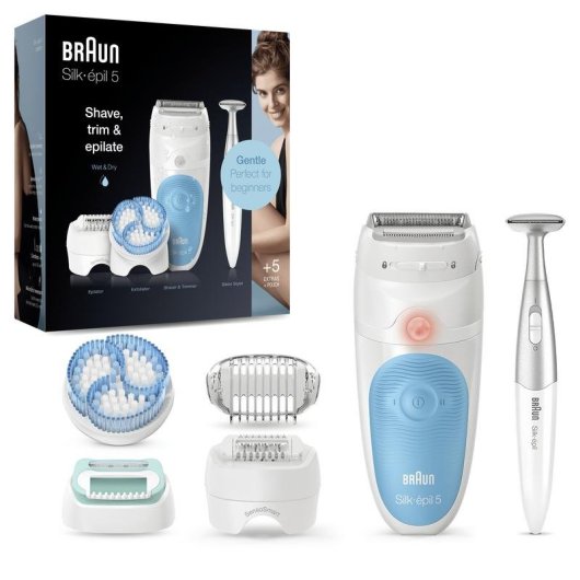 Depiladora Eléctrica Braun Silk-épil 5 5-815 Inalámbrica 2 Velocidades 5 Cabezales Seco y Húmedo