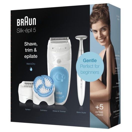 Depiladora Eléctrica Braun Silk-épil 5 5-815 Inalámbrica 2 Velocidades 5 Cabezales Seco y Húmedo