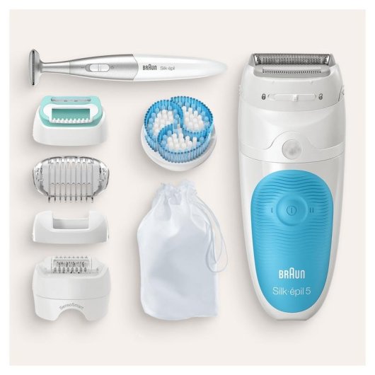 Depiladora Eléctrica Braun Silk-épil 5 5-815 Inalámbrica 2 Velocidades 5 Cabezales Seco y Húmedo