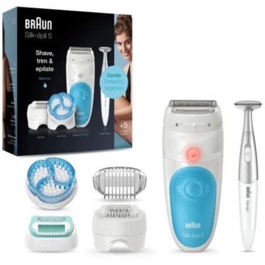 Depiladora Eléctrica Braun Silk-épil 5 5-815 Inalámbrica 2 Velocidades 5 Cabezales Seco y Húmedo