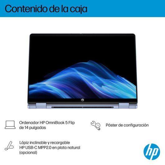 Portátil HP OmniBook 5 Flip 14-fp0054ns 14" Intel Core 5 120U 16GB 1TB SSD Intel Graphics Windows 11 Home