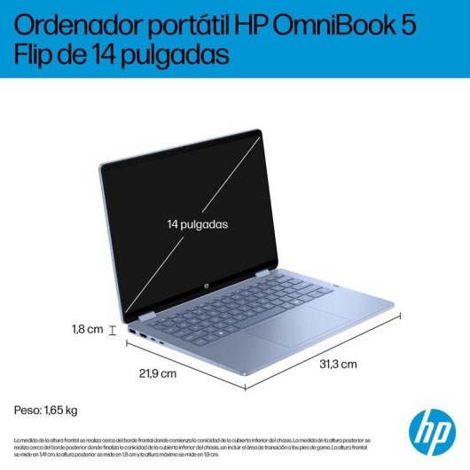 Portátil HP OmniBook 5 Flip 14-fp0054ns 14" Intel Core 5 120U 16GB 1TB SSD Intel Graphics Windows 11 Home