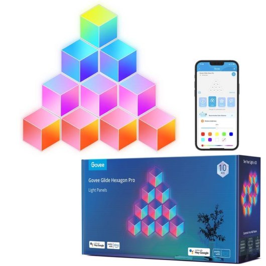 Intelligente Wandlampe Govee Glide Hexa Pro Wi-Fi/Bluetooth LED Multifarben 72 W