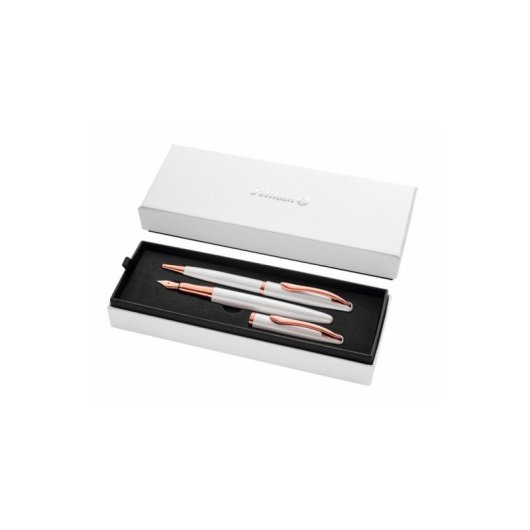 Penna a sfera e Penna stilografica Pelikan Jazz Noble Elegance Oro Perla Bianco Set 2 pezzi