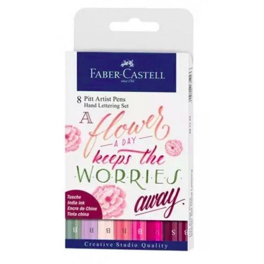 Estuche de 8 Bolígrafos Pitt Artist Pen Hand Lettering Faber-Castell Tonos Rosas