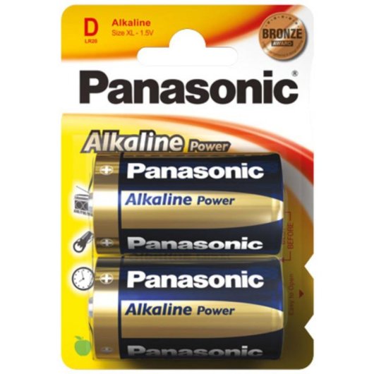Alkaline Batterie Panasonic LR20 D 1,5 V 2 Stück Blau Gold