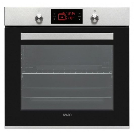 Einbaubackofen SVAN SVH375X Manuelle Reinigung 78L 60cm A Pizzafunktion Schwarz Edelstahl