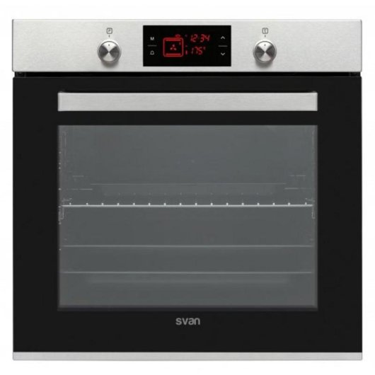 Einbaubackofen SVAN SVH375X Manuelle Reinigung 78L 60cm A Pizzafunktion Schwarz Edelstahl